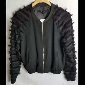 Zara Black Fringe Jacket Women's S NWT